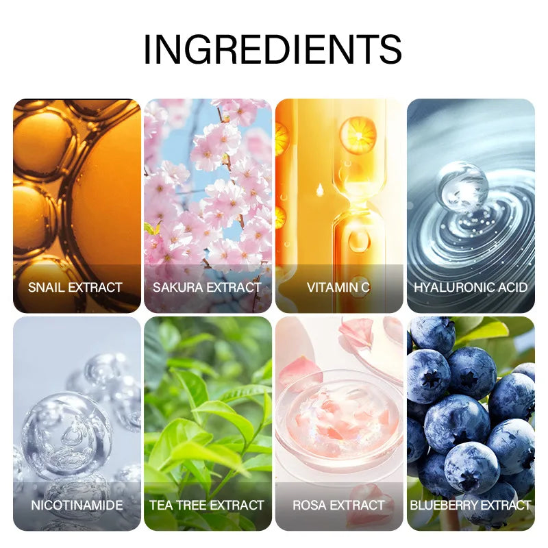 🌟 LAIKOU Sérum Visage 7 Flacons – 24K Or, Escargot, Sakura, Acide Hyaluronique, Vitamine C & Niacinamide