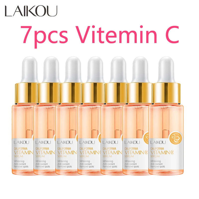 🌟 LAIKOU Sérum Visage 7 Flacons – 24K Or, Escargot, Sakura, Acide Hyaluronique, Vitamine C & Niacinamide