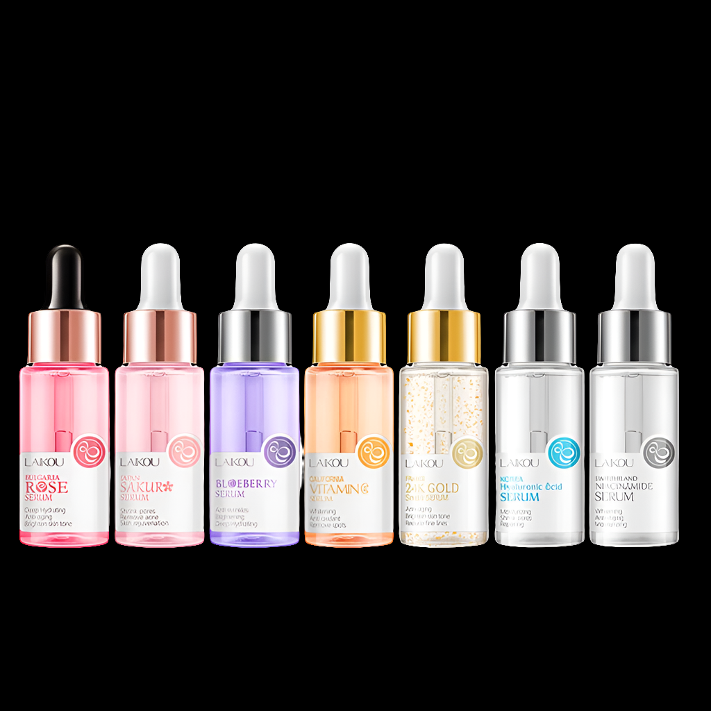 🌟 LAIKOU Sérum Visage 7 Flacons – 24K Or, Escargot, Sakura, Acide Hyaluronique, Vitamine C & Niacinamide